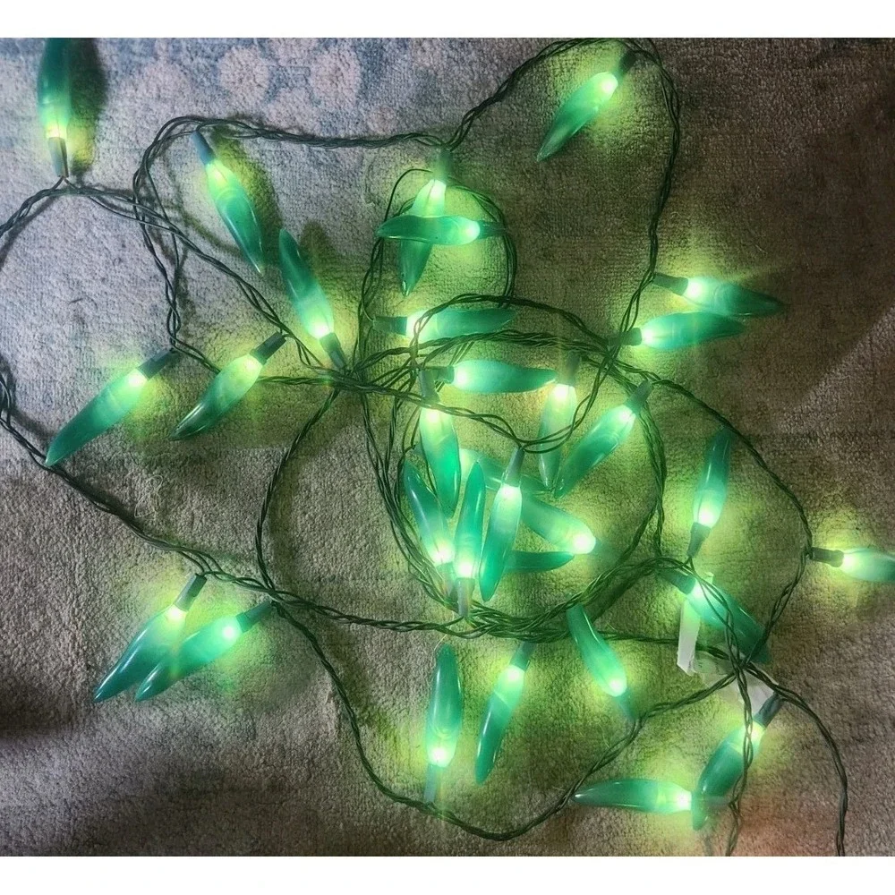 33 Green Chili Pepper Light Covers Bulbs Vintage Good Condition Covers Only